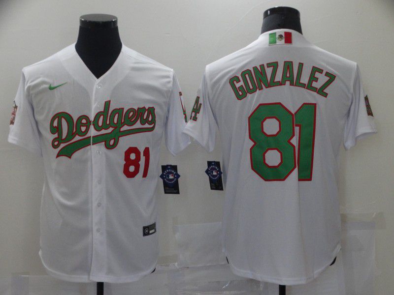 Men Los Angeles Dodgers 81 Gonzalez White Game 2021 Nike MLB Jersey